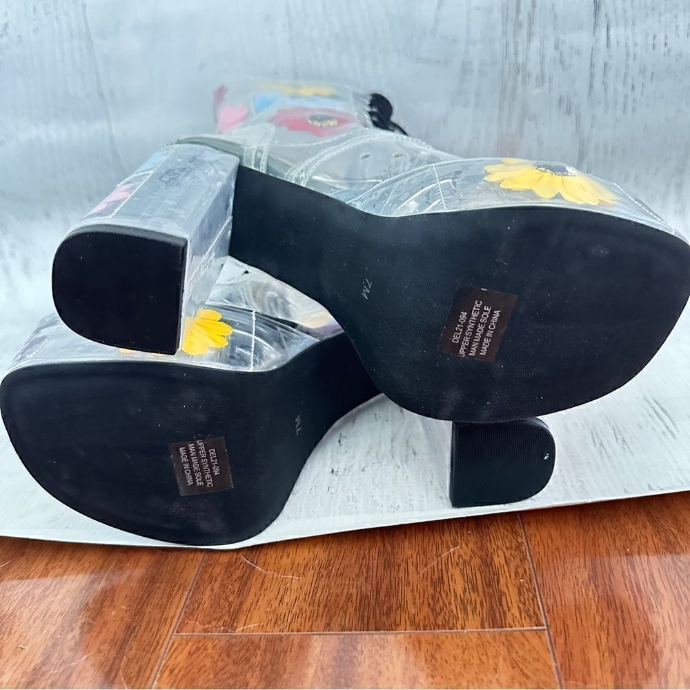 Delia*s Y2k groovy disco get your groove on PVC platform boots Sz 7 - Picture 9 of 11